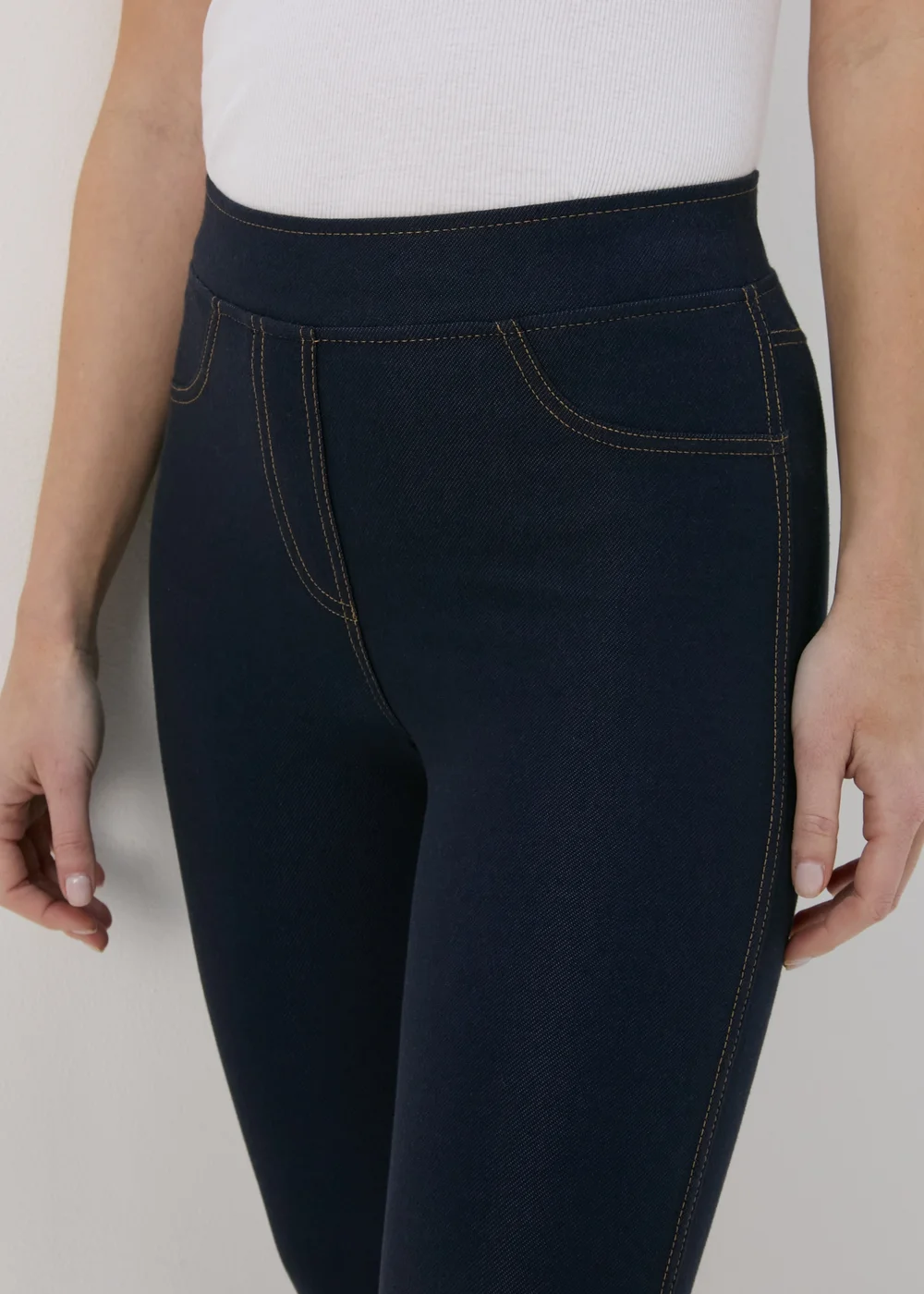Blue Denim Crop Leggings - 8 Image 3
