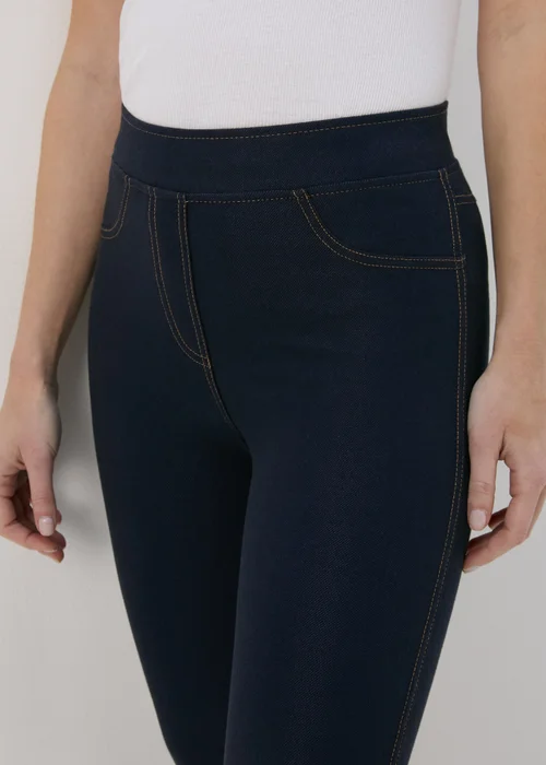 Blue Denim Crop Leggings - 8 Image 3