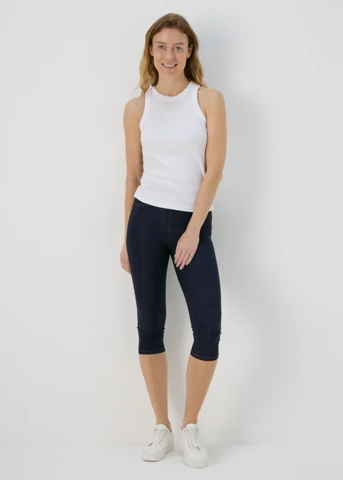 Blue Denim Crop Leggings - 8 Image 1