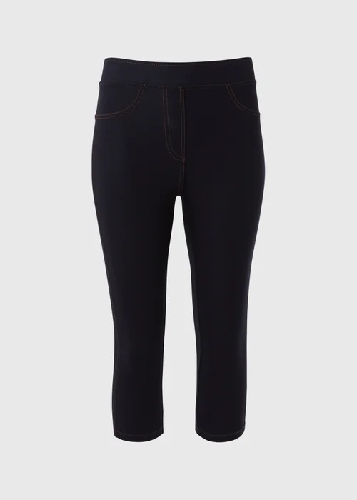 Blue Denim Crop Leggings - 8 Image 5
