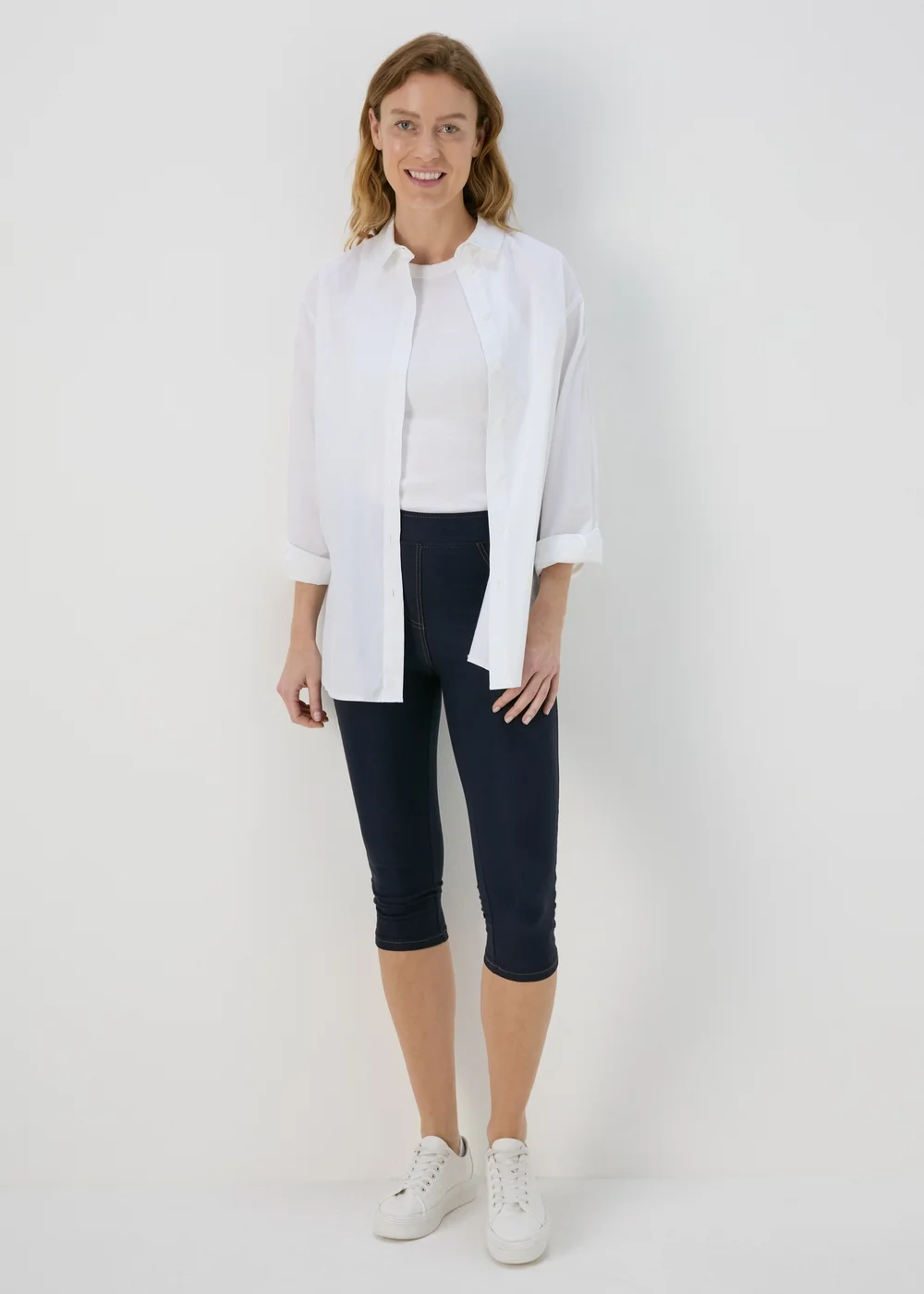 Blue Denim Crop Leggings - 8 Image 4