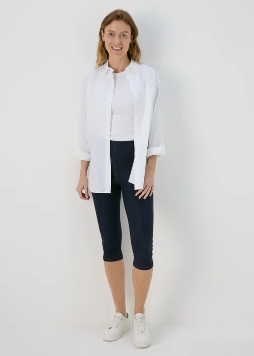 Blue Denim Crop Leggings - 8 Image 4