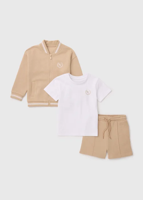Boys Stone Varsity Bomber & Shorts 3 Piece Set (1-7yrs) - 1-1.5 Yrs Image 1