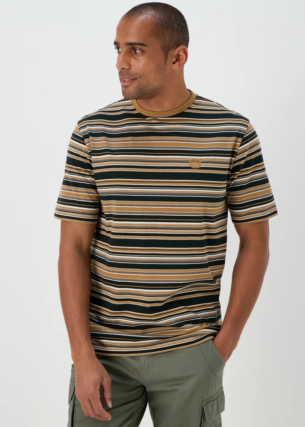 Orange & Black Stripe T-Shirt - Small Image 1