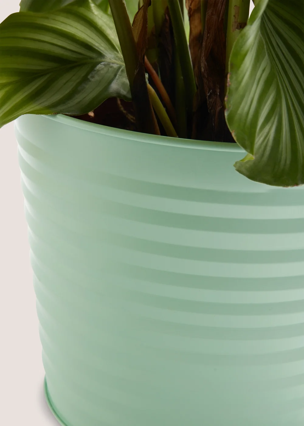 Green Outdoor Ribbed Metal Planter (24cm x 20cm) Image 2