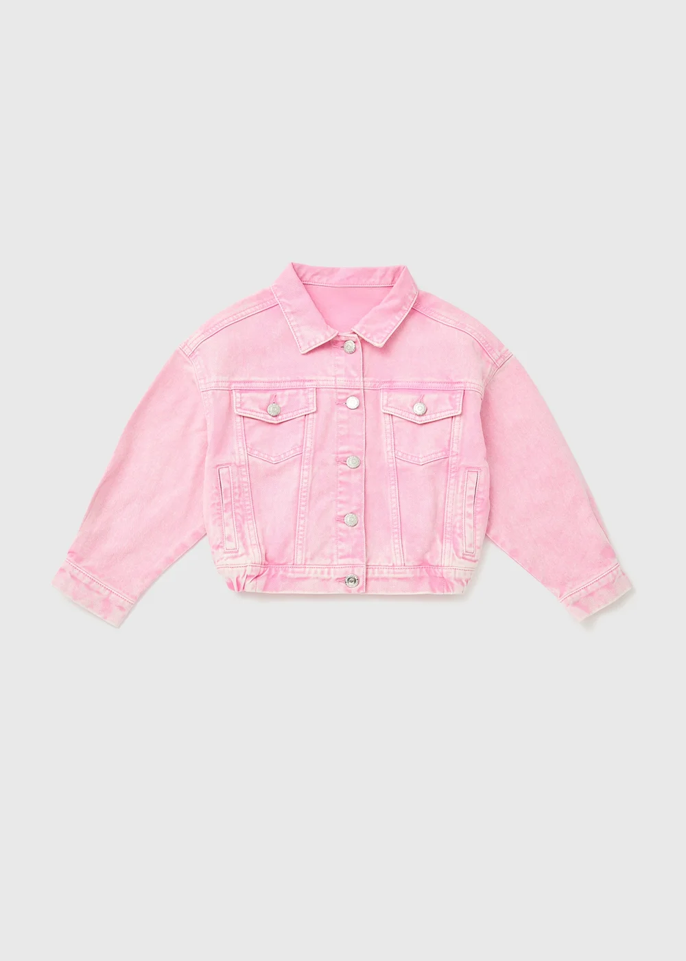 Girls Pink Denim Bomber Jacket (7-15yrs) - 7 Yrs Image 1