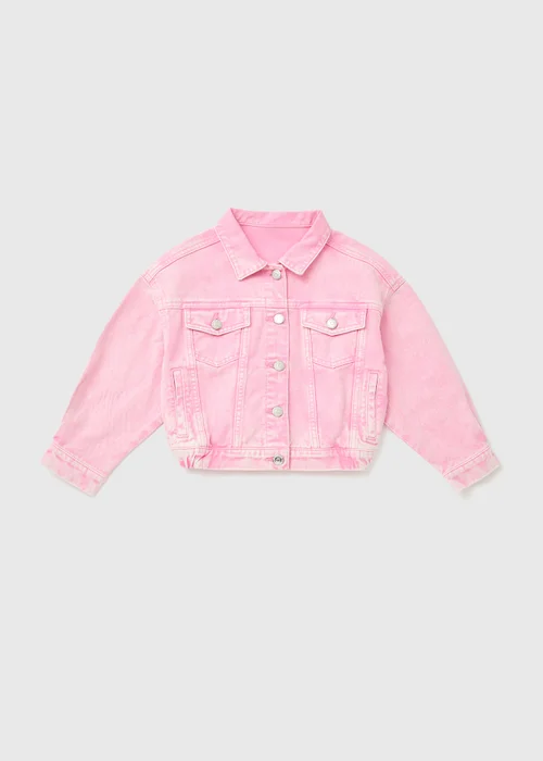 Girls Pink Denim Bomber Jacket (7-15yrs) - 7 Yrs Image 1