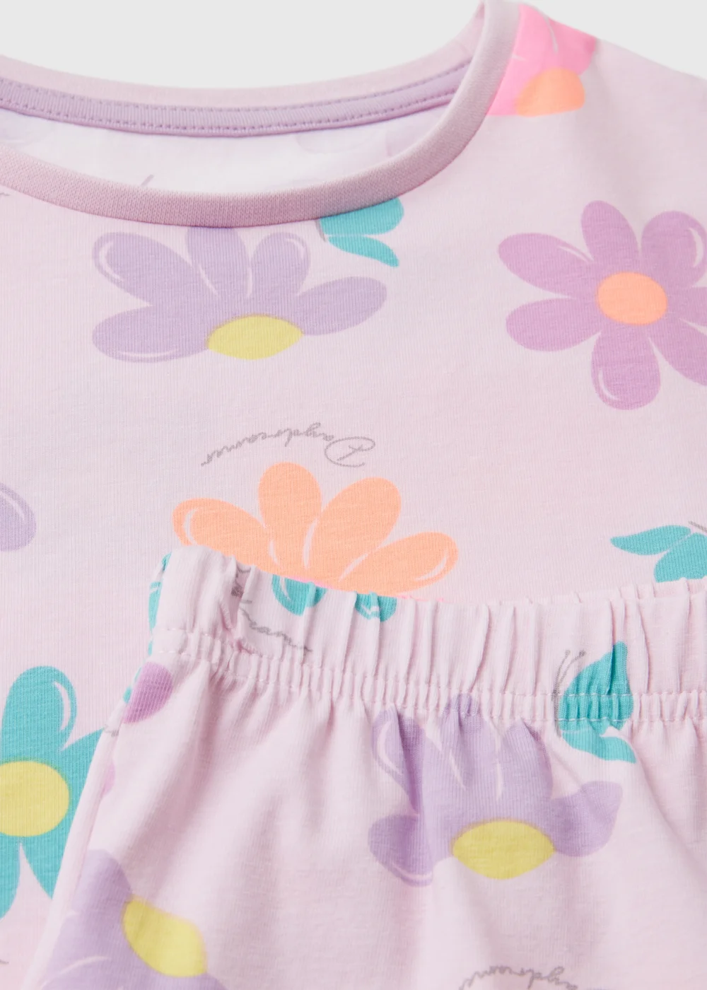 Girls Pink Floral Jersey Pyjama Set (4-12yrs) - Age 7 Years Image 2