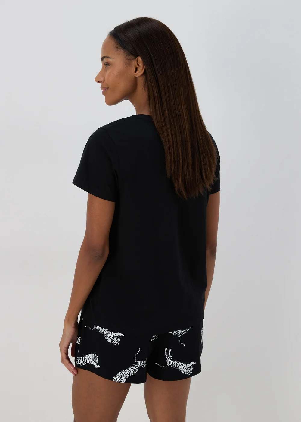 Black Tiger Print Pyjama Shorts Set - Extra small Image 2