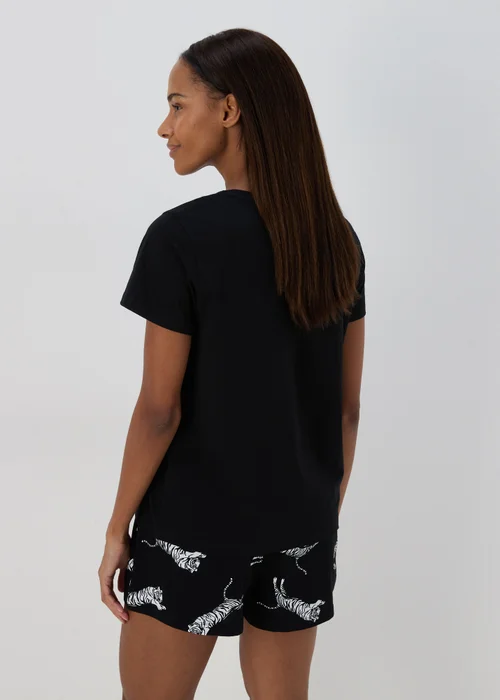 Black Tiger Print Pyjama Shorts Set - Extra small Image 2