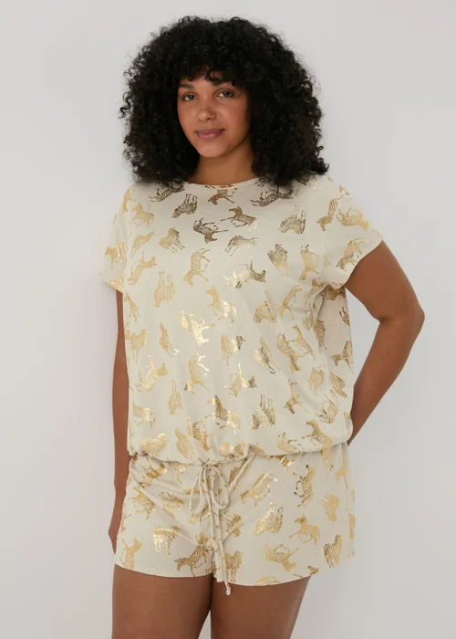 Oatmeal Foil Zebra Print Pyjama Set - Extra small Image 1