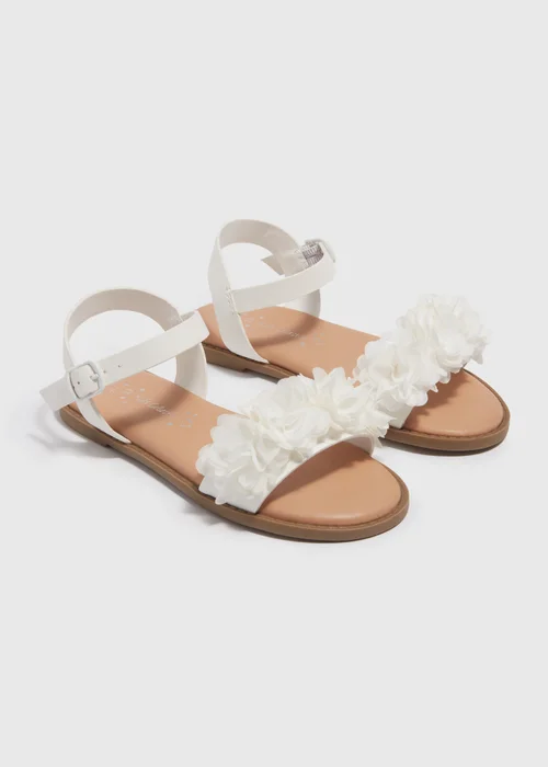 Girls White Corsage Sandals (Younger 10-Older 5) - Size 10 Infants Image 1