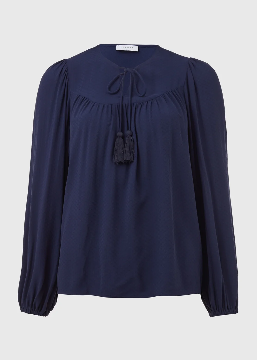 Navy Blue Boho Blouse With Tassels - Size 8 Image 5
