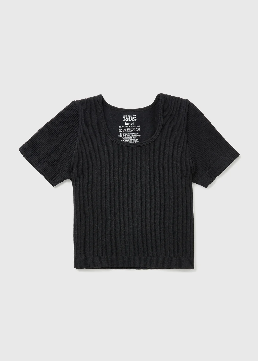 Black Seamless Ribbed Top (7-15yrs) - S Image 1