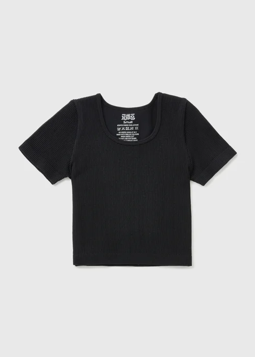 Black Seamless Ribbed Top (7-15yrs) - S Image 1