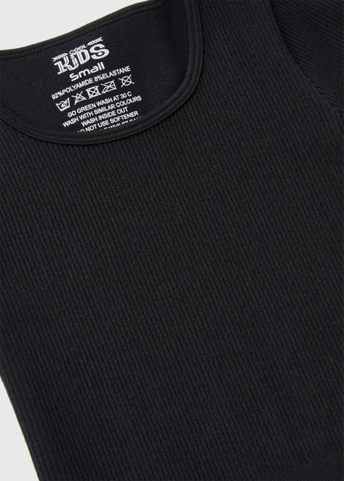 Black Seamless Ribbed Top (7-15yrs) - S Image 2