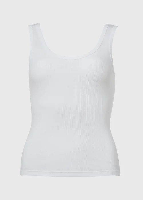 White Ribbed Jersey Scoop Neck Vest - Size 8 Image 5