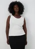 White Ribbed Jersey Scoop Neck Vest - Size 8 Image 1
