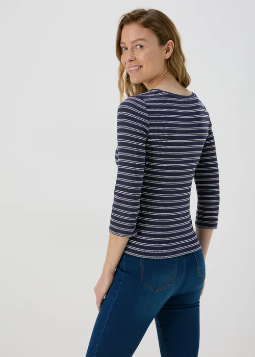 Navy 3/4 Sleeve Stripe T-Shirt - 8 Image 2