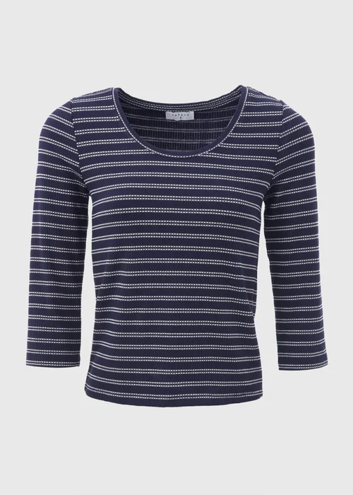 Navy 3/4 Sleeve Stripe T-Shirt - 8 Image 5