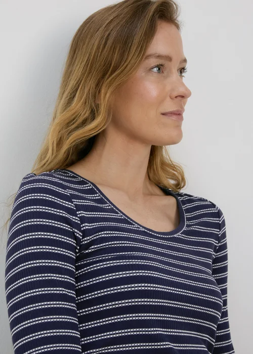 Navy 3/4 Sleeve Stripe T-Shirt - 8 Image 3