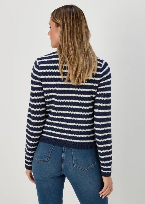 Navy Stripe Button Cardigan - 8 Image 2