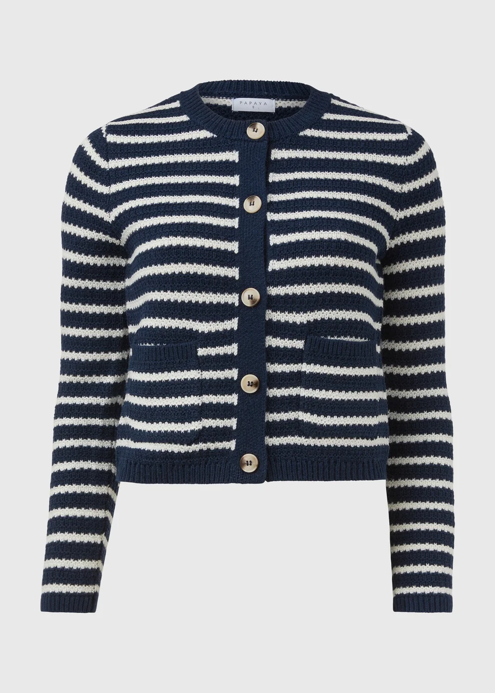 Navy Stripe Button Cardigan - 8 Image 5