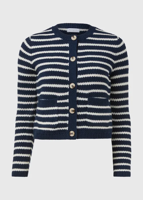 Navy Stripe Button Cardigan - 8 Image 5