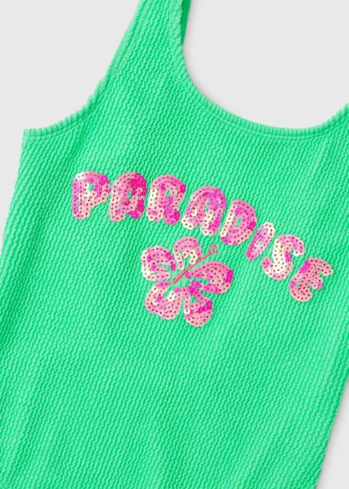 Girls Green Paradise Textured Swimsuit (6-14yrs) - Age 6 - 7 Years Image 2