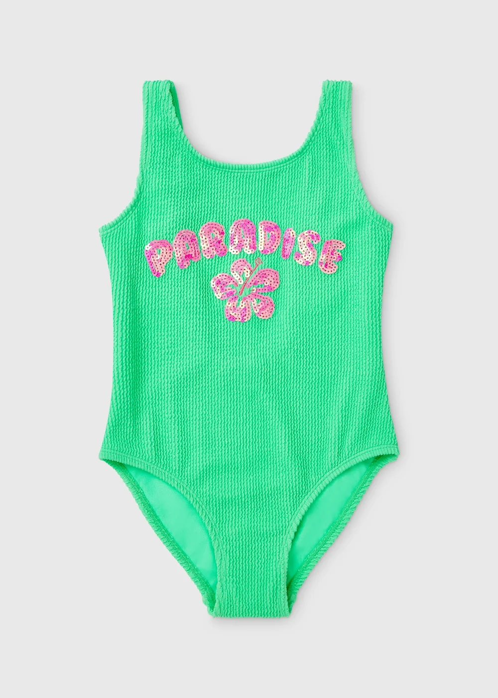 Girls Green Paradise Textured Swimsuit (6-14yrs) - Age 6 - 7 Years Image 1