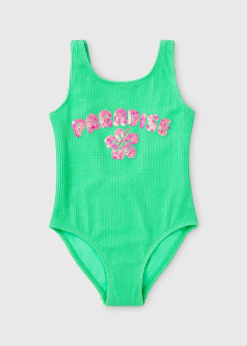 Girls Green Paradise Textured Swimsuit (6-14yrs) - Age 6 - 7 Years Image 1