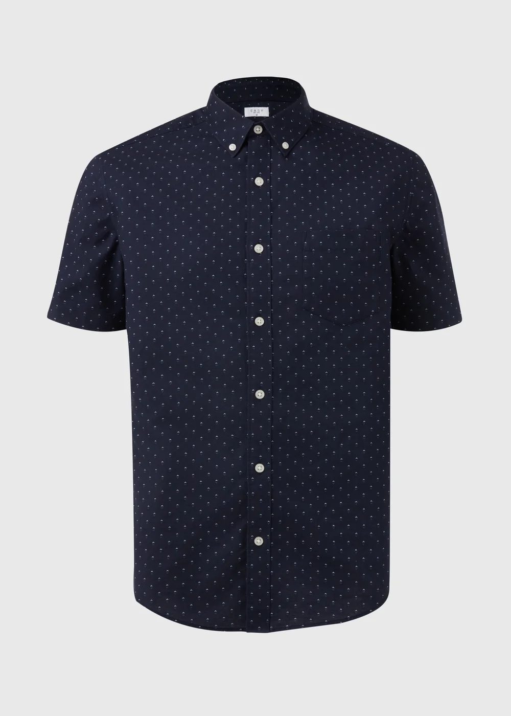 Navy Print Oxford Short Sleeve Shirt - Small Image 5