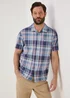 Lincoln Multicolour Blue Check Revere Linen Shirt - S Image 3