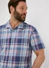 Lincoln Multicolour Blue Check Revere Linen Shirt - S Image 1