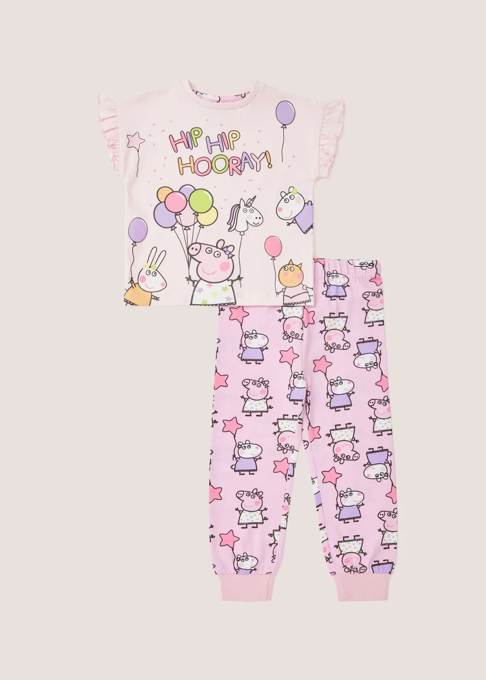 Peppa Pig Girls Pink Tea Party Pyjama Set (9mths-5yrs) - Age 9 - 12 Months Image 1