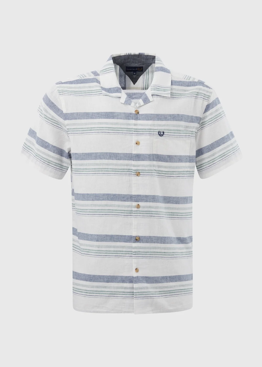 White Linen Horizontal Stripe Revere Shirt - S Image 5