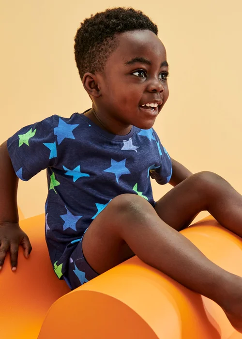 Boys Navy Star Shortie Pyjama Set (9mths-5yrs) - Age 9 - 12 Months Image 3