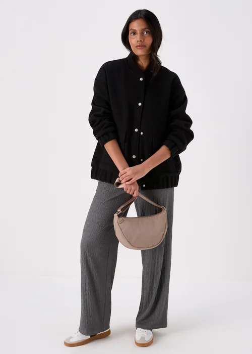 Black Wool Touch Bomber Jacket - 8 Image 4