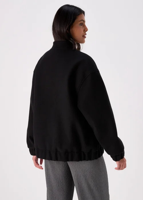 Black Wool Touch Bomber Jacket - 8 Image 2