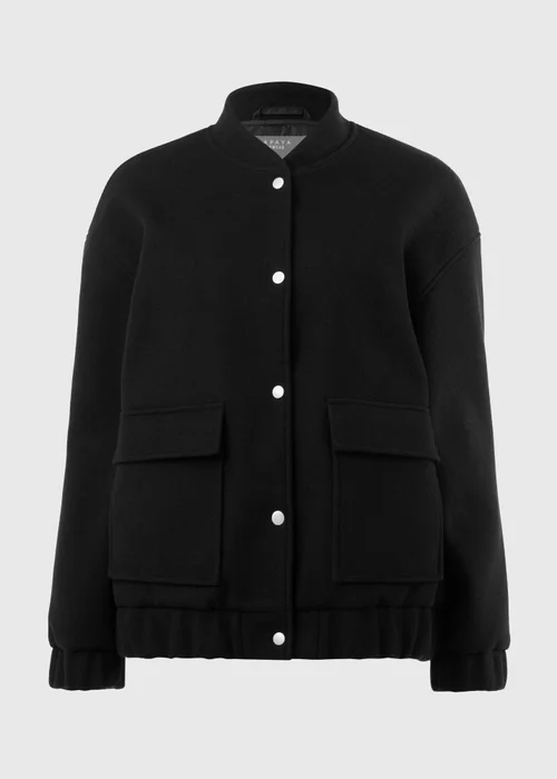 Black Wool Touch Bomber Jacket - 8 Image 5