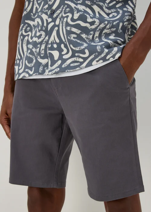 Grey Straight Fit Chino Shorts - 30 Image 3