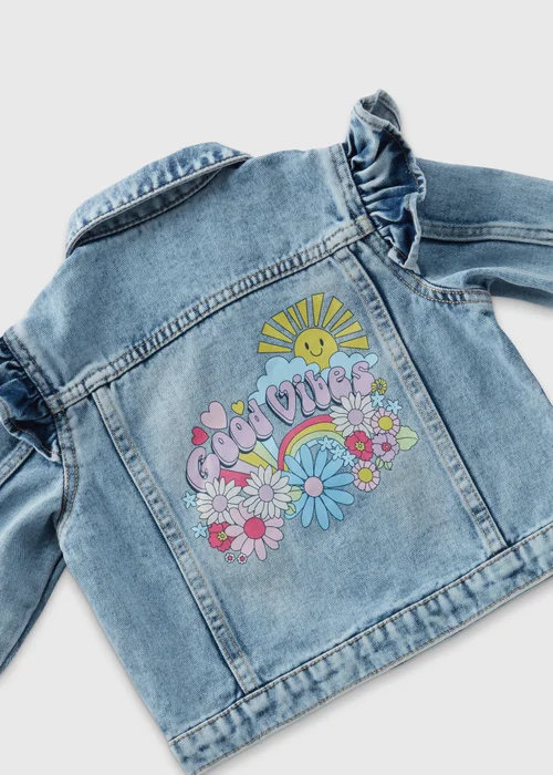 Girls Blue Good Vibes Denim Jacket (1-7yrs) - 1-1.5 Yrs Image 2