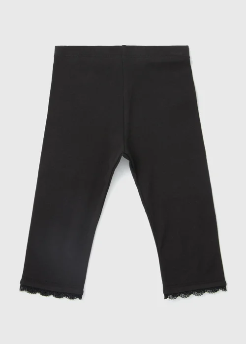 Girls Black Lace Trims Leggings (1-7yrs) - 1 half year to 2 Image 1