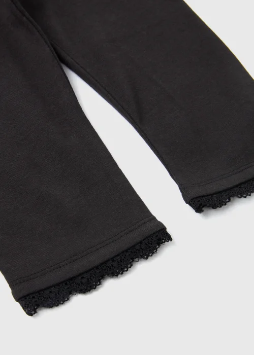 Girls Black Lace Trims Leggings (1-7yrs) - 1 half year to 2 Image 2