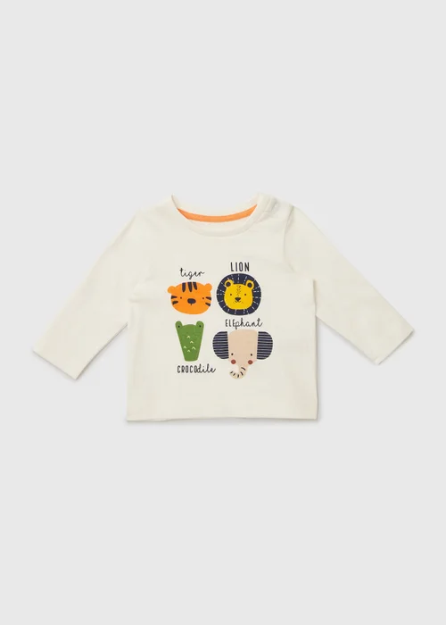 Baby Cream Animals Print T-Shirt (Newborn-23mths) - 0-3 months Image 1