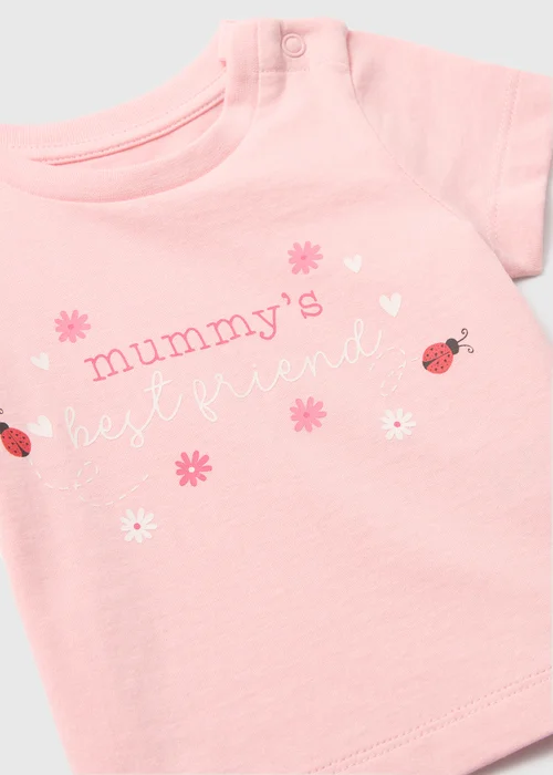 Baby Pink Mummy's Bestfriend Slogan T-Shirt (Newborn-23mths) - 0-3 months Image 2