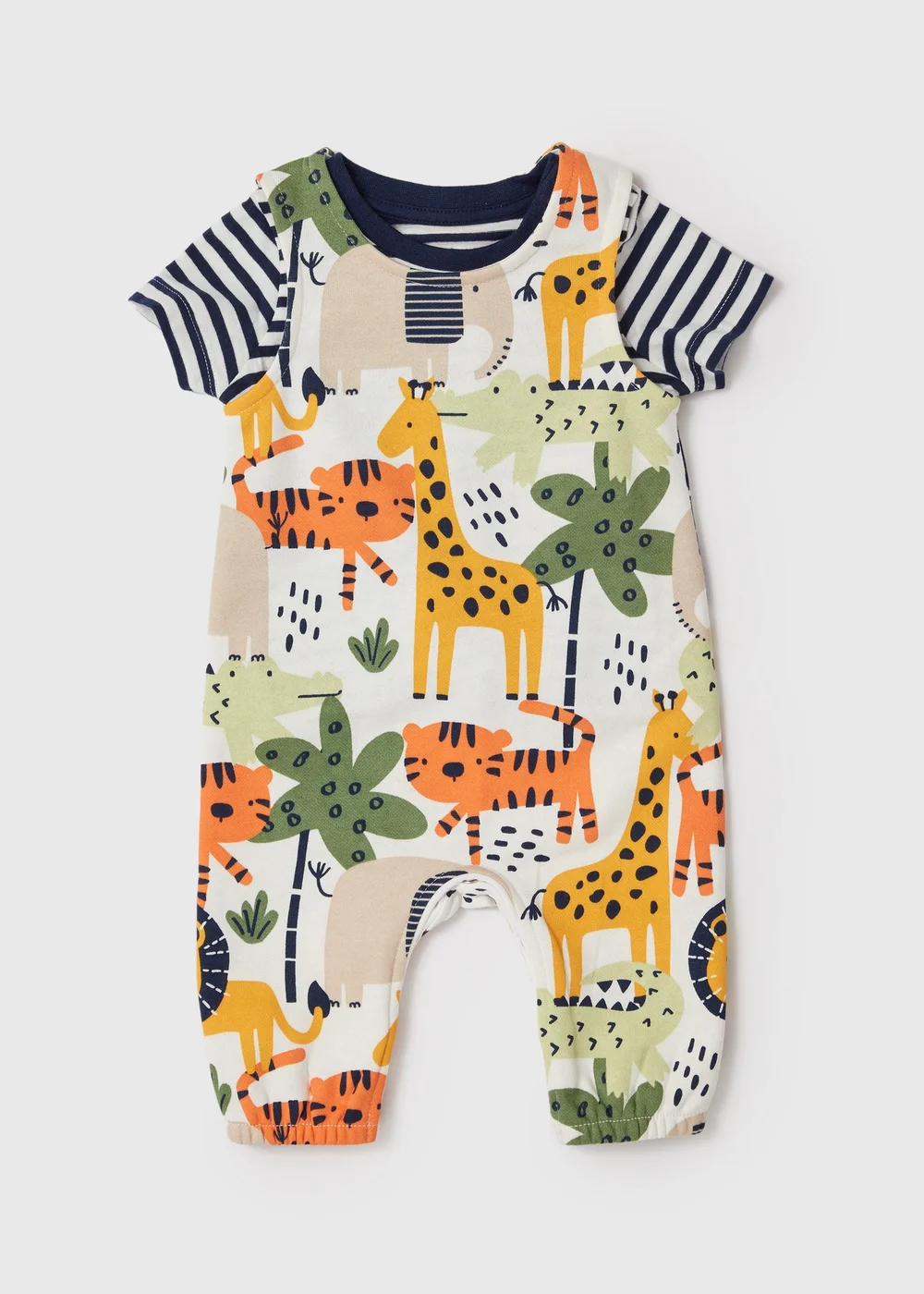 Baby Multicolour Jungle Dungaree (Newborn- 23mths) - 0-3 months Image 1