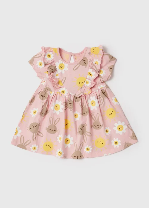Girls Pink Easter Bunny Dress (Newborn-23mths) - 0-3 months Image 1