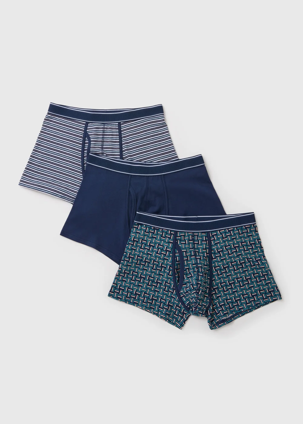 3 Pack Navy Keyhole Geo Boxers - XS Image 1