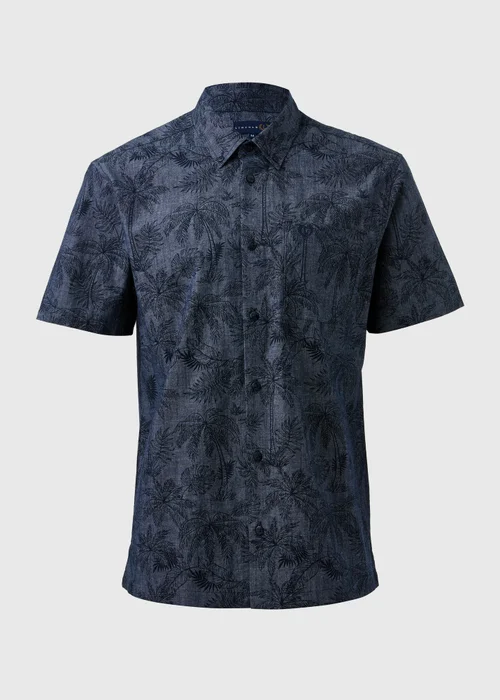 Lincoln Navy Indigo Leaf Print Shirt - Small Image 5